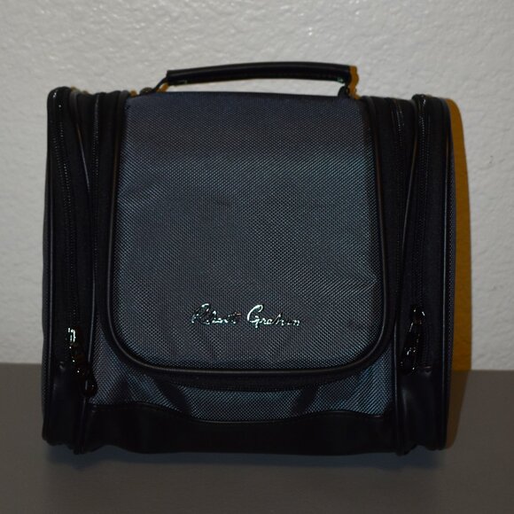 NWT Robert Graham Hanging Toiletry Bag W/Travel Bottles Gray/Black - Picture 1 of 9